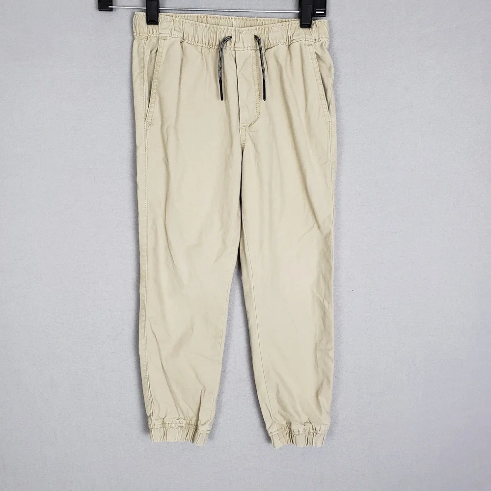 GAP Kids Sz M Drawstring Waist Jogger‎ Pants Beige Tan Casual Neutral Athleisure